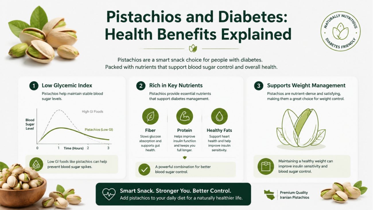 Pistachio benefits for diabetes infographic