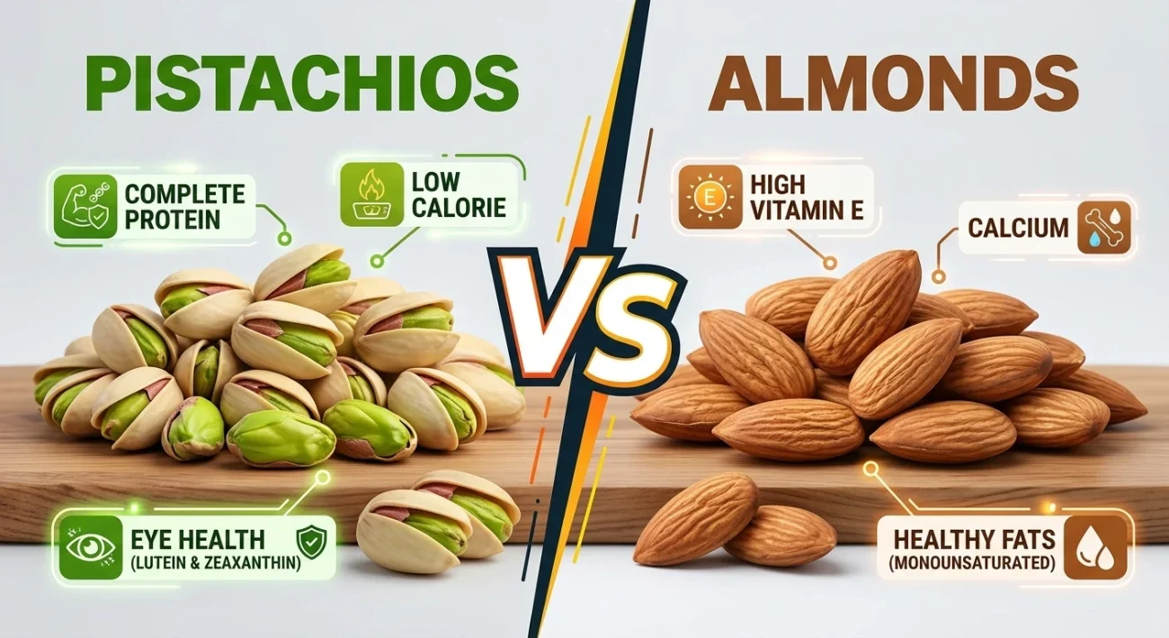 Pistachios vs Almonds health benefits