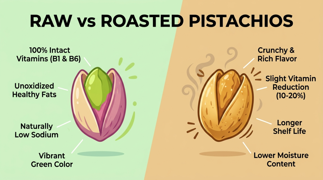 Raw VS Roasted Pistachio inforgraphic
