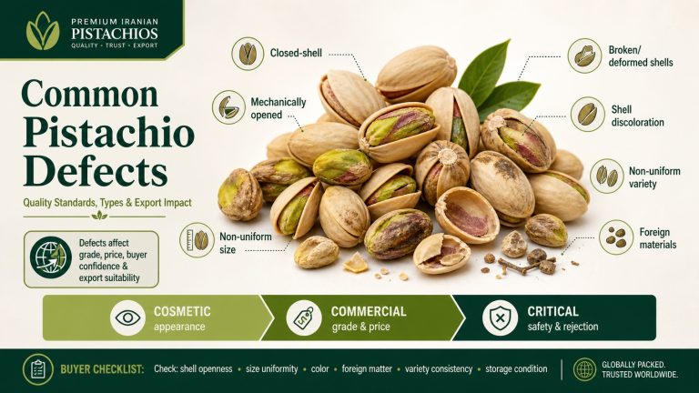 Common Pistachio Defects Quality Standards, Types, and Export Impact-infographic