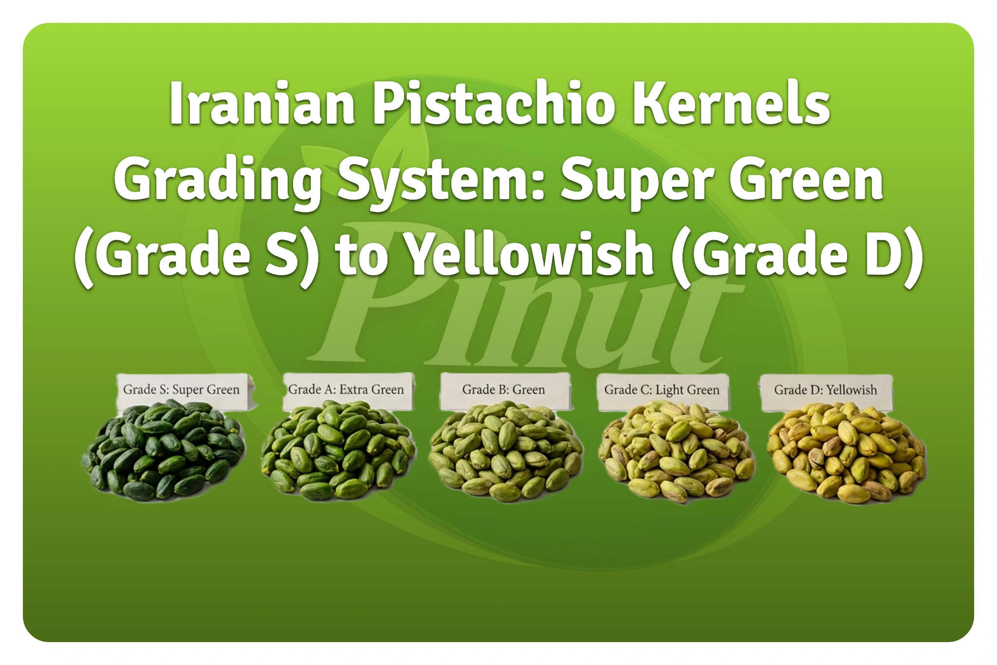 Iranian Pistachio Kernels Grading System Super Green (Grade S) to Yellowish (Grade D)-featured image