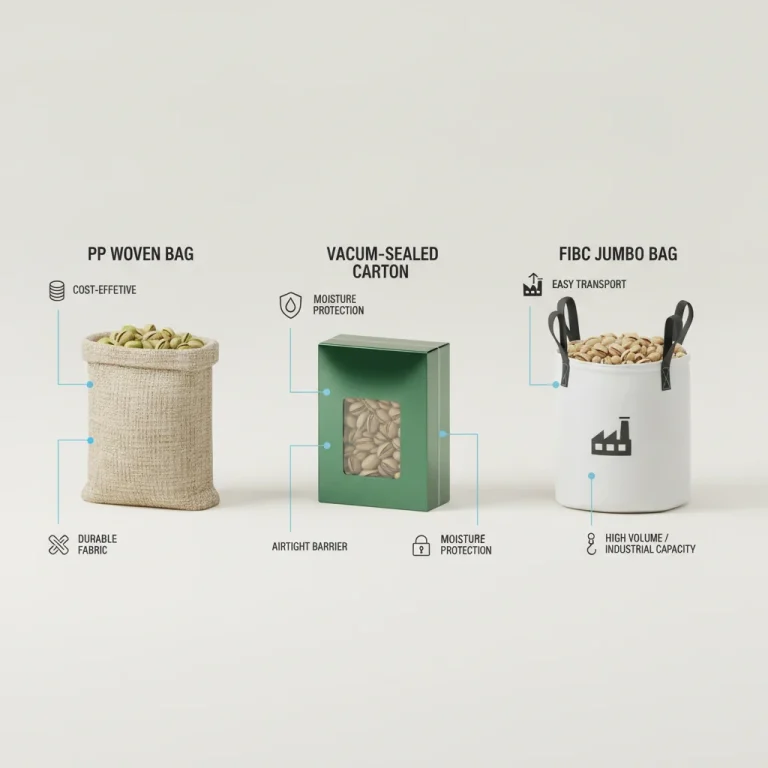 Bulk pistachio packaging comparison
