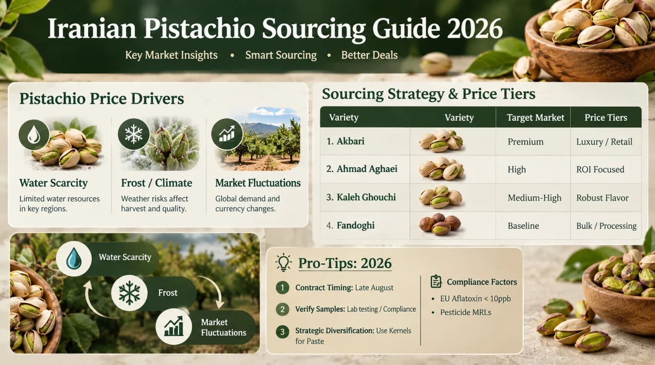 Iranian pistachio sourcing guide infographic